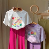 Детская летняя хлопковая эластичная тонкая футболка