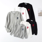 Осенний свитер, хлопковая тонкая трикотажная куртка подходит для мужчин и женщин для отдыха, семейный стиль