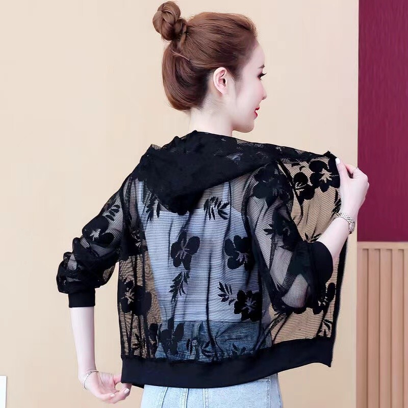 Lightweight Sun-Protective Short Breathable Jacket for Women, Mesh Lace Versatile Plus-Size Cardigan, Cool Outerwear Top Lightweight Sun-Protective Short Breathable Jacket for Women, Mesh Lace Versatile Plus-Size Cardigan, Cool Outerwear Top