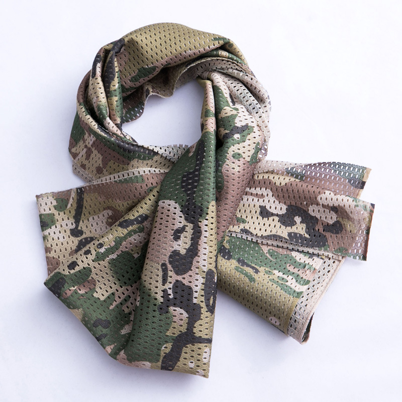 Outdoor tactical camouflage mesh scarf real CS camouflage scarf riding scarf, insect-proof, wind-proof, sand-proof, quick-drying square scarf male