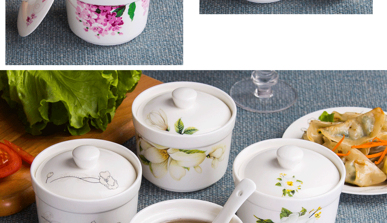 Ceramic water stew 10 the loaded with cover small cup steamed egg cup stew pot stewed bird 's nest soup cup for cup bowl of soup as cans braise cup