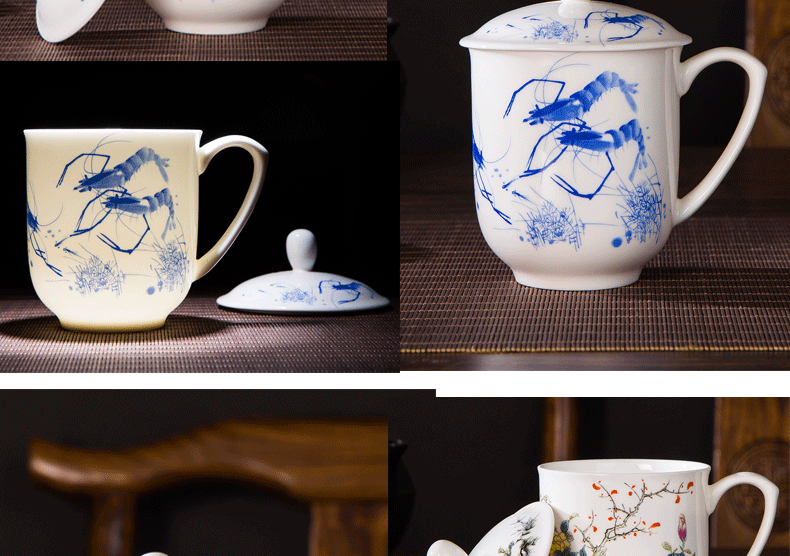 Jingdezhen porcelain, ipads China tea cups water cover cup office and meeting the boss cup single custom logo