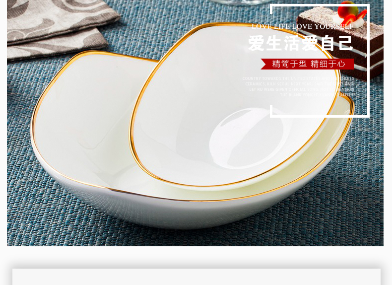 New Lin pull paint edge ipads porcelain white triangle serie rainbow such as bowl bowl three bowls of rice bowl pull a salad bowl size