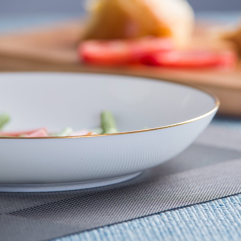 Paint edge ipads porcelain child pure white ceramic plate FanPan food dish deep dish western tableware soup plate plate contracted home business