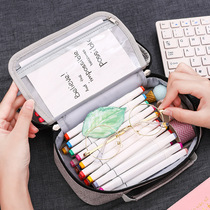Simply Han Vertical Bag Large Capacity Powder Powder Card Canvas Pure Pencil Collection Bag Double Layer Pencil Bag