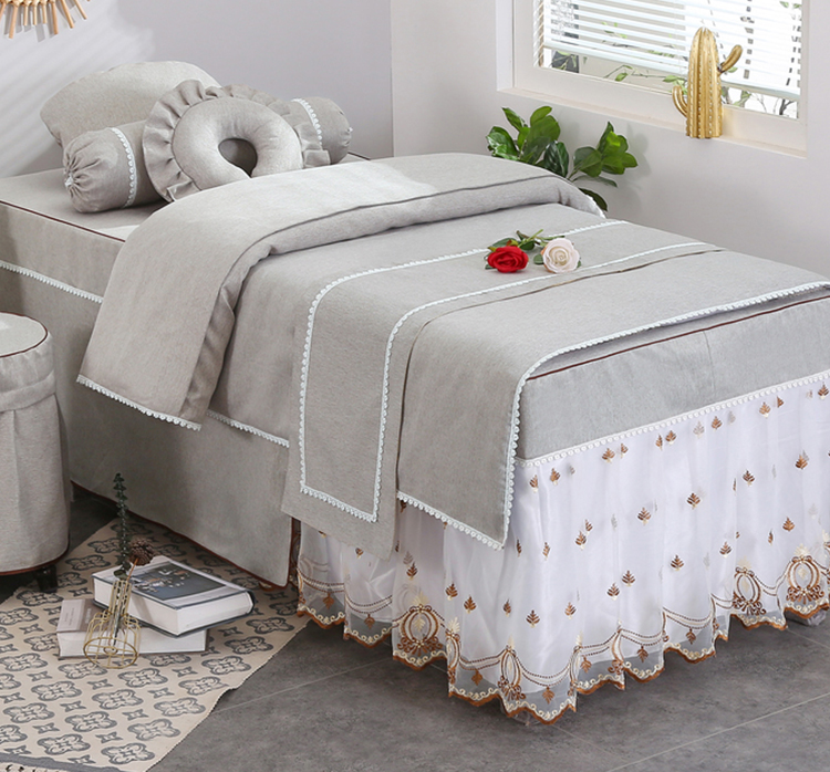 Khăn trải giường làm đẹp cao cấp Bộ đồ bốn mảnh Công chúa Hàn Quốc Dầu gội đầu ren massage moxib Fir trải giường có thể được tùy chỉnh cho mùa hè - Trang bị tấm ga trải giường spa đẹp