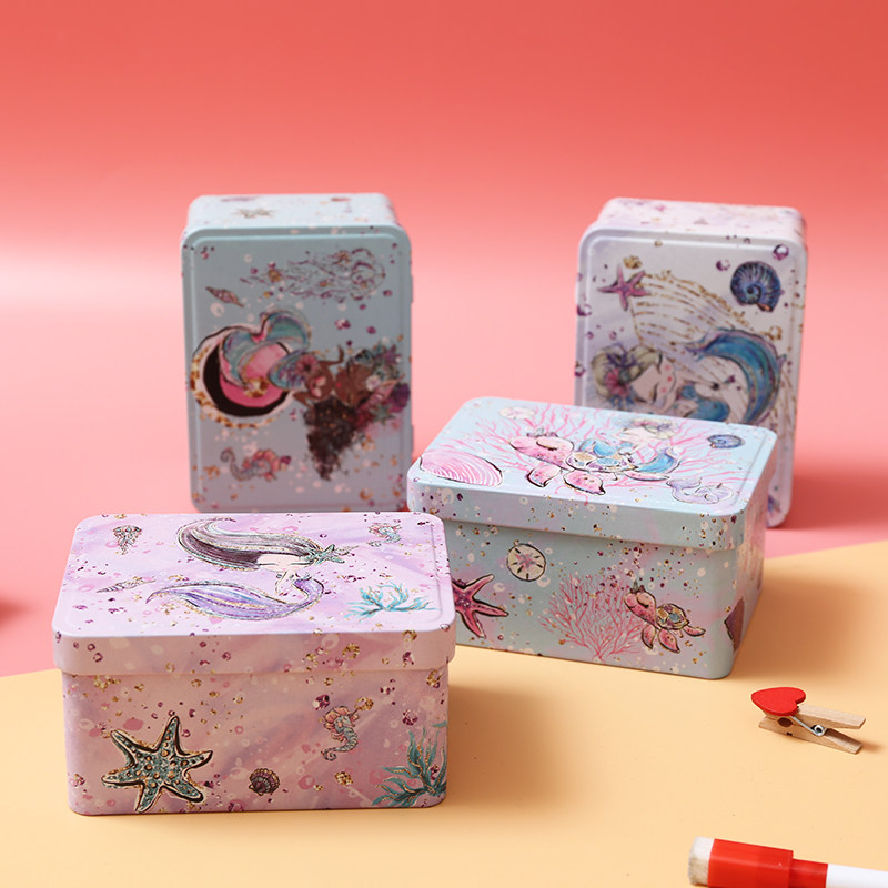 In iron box desktop hair clamp red fine packaging collection box office with covered snack storage box