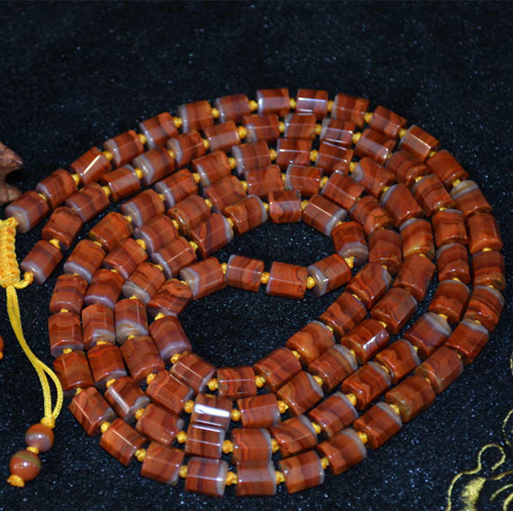 Boutique Warring National Red 108 Grain Barrel Beads Necklace Upper Valley Xuanhua Hand-made Hair Clothing Chain Buddha Beads Candied Beads Handstring Accessories