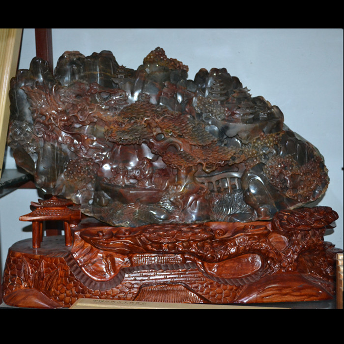Boutique Liaoxi Chaoyang North Tickets West official tree tree Jade Wood chemical jade carving ornamental collection Landscape Map