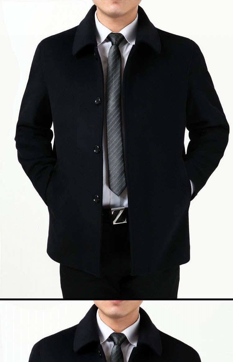 Pierre Cardin mùa thu và mùa đông áo khoác cashmere trung niên nam cha tải áo khoác len dài nam áo khoác sơ mi