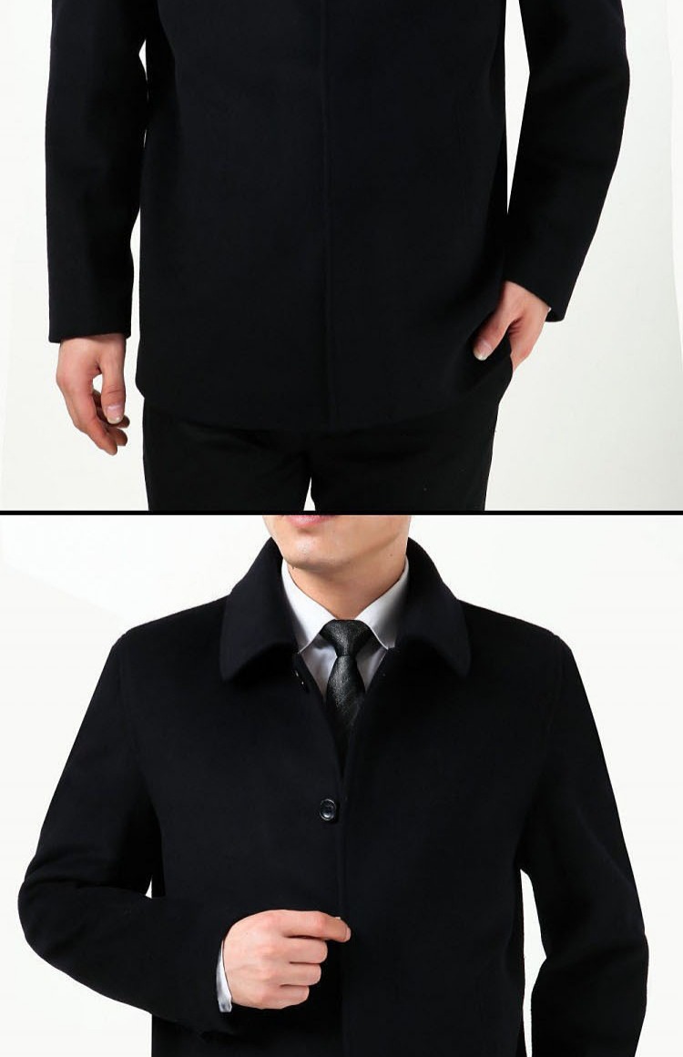 Pierre Cardin mùa thu và mùa đông áo khoác cashmere trung niên nam cha tải áo khoác len dài nam áo khoác sơ mi