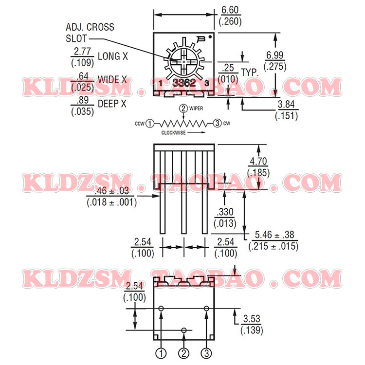 Original BOURNS miniature precision potentiometer 3362P-1-202LF 2KΩ ...