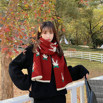 Winter Christmas elk scarf female student Korean cute thick wool knitted jacquard thick warm collar
