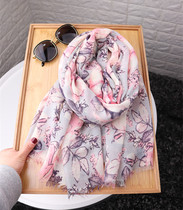 2020 spring and summer autumn new cotton linen scarf loose edge tassel large silk scarf sunshade flower shawl scarf women