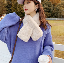 chic Harajuku style fashion wild solid color imitation Rex rabbit hair cross scarf warm plush collar students in autumn and winter