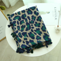 Big name European and American Fan Chunxia cotton linen scarf female wild BAO WEN tassel gauze out concave shape sunscreen shawl