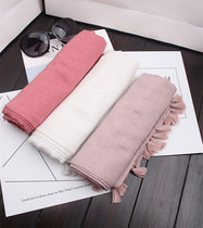 Export Day Single 2017 Autumn and Winter Fashion Joker Pure Color Shiny Silver Silk Women Cotton Tassel Scarf Multi-color