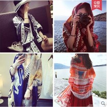 Spring and summer vacation seaside sunscreen silk scarves ethnic style Thailand elephant wealth tree scarf shawl oversized beach air conditioning towel
