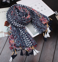 2017 spring and summer color color cashew flower cotton scarf female vintage ethnic style shawl pink silk scarf