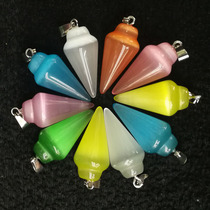 Colorful Cats Eye Stone cone pendant DIY mens and womens necklace sweater chain pendant accessories accessories