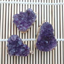 Natural purple crystal cluster sweater chain pendant female amethyst Bud original stone necklace pendant European and American explosive accessories