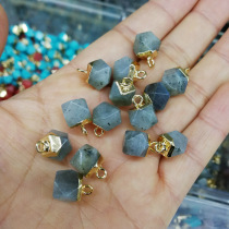 Natural lagstone cut face small octagonal pendant imported glitter earring necklace pendant Hanfu head accessories accessories