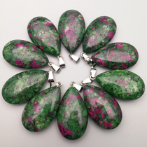 Natural stone teardrop necklace pendant red and green treasure big water drop sweater chain pendant accessories accessories DIY