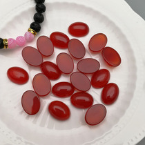Natural ice seed chalcedony 13*18mm red agate oval ring surface flat bottom DIY egg-shaped inlaid jewelry accessories
