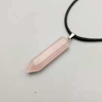 Pink Crystal hexagonal prism pendant natural stone cut bullet energy pendant DIY jewelry sweater chain pendant