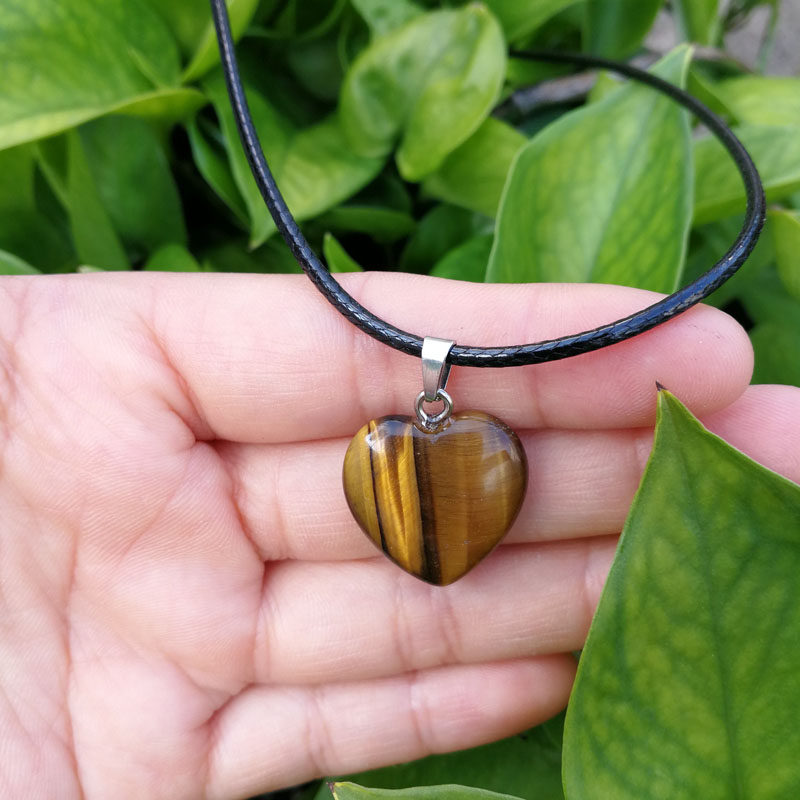 Natural Yellow Tiger Eye Peach Heart pendant necklace men personally love stone pendant fashion Japanese Korean hegemony