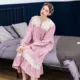 Sản phẩm mới Váy ngủ phong cách cung điện công chúa Nhật Bản mùa xuân và mùa hè dài tay ngọt ngào và gợi cảm bằng vải bông rỗng phụ nữ phục vụ - Đêm đầm