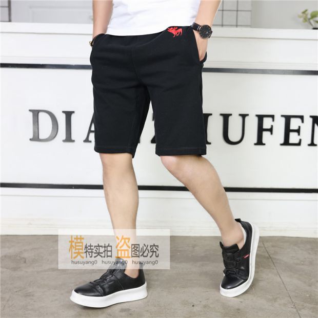 Quần short nam Af phần mỏng màu đen mồ hôi giản dị cotton năm quần quần Âu châu af quần nam bãi biển - Quần short quần legging nam