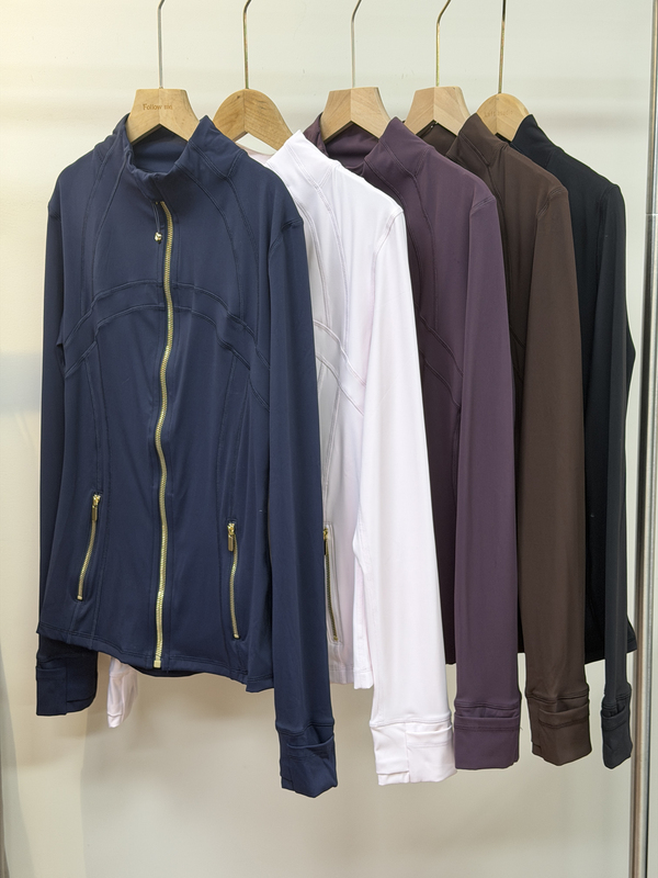 Gold Zipper Sports Jacket for Women, Tight-Fitting High-Elastic Nylon Outdoor Quick-Dry Yoga Wear Gold Zipper Sports Jacket for Women, Tight-Fitting High-Elastic Nylon Outdoor Quick-Dry Yoga Wear