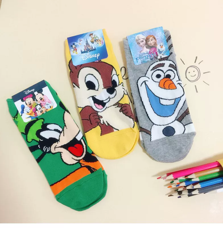 Hàn Quốc vớ nữ Dongdaemun mùa xuân và mùa hè tất mỏng hoạt hình Disney Mickey Minnie Gophy anime vớ phong cách đại học - Bít tất nữ