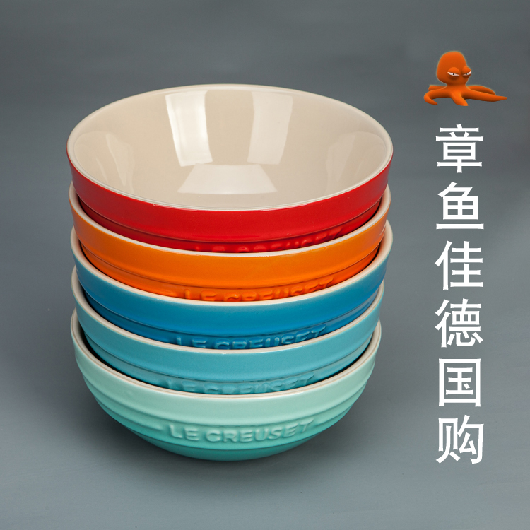 Clearance French Le Creuset Cool Color Enamel Ceramic Cereal Bowl Soup Bowl Instant Noodle Bowl Rice Bowl Round Bowl 15cm