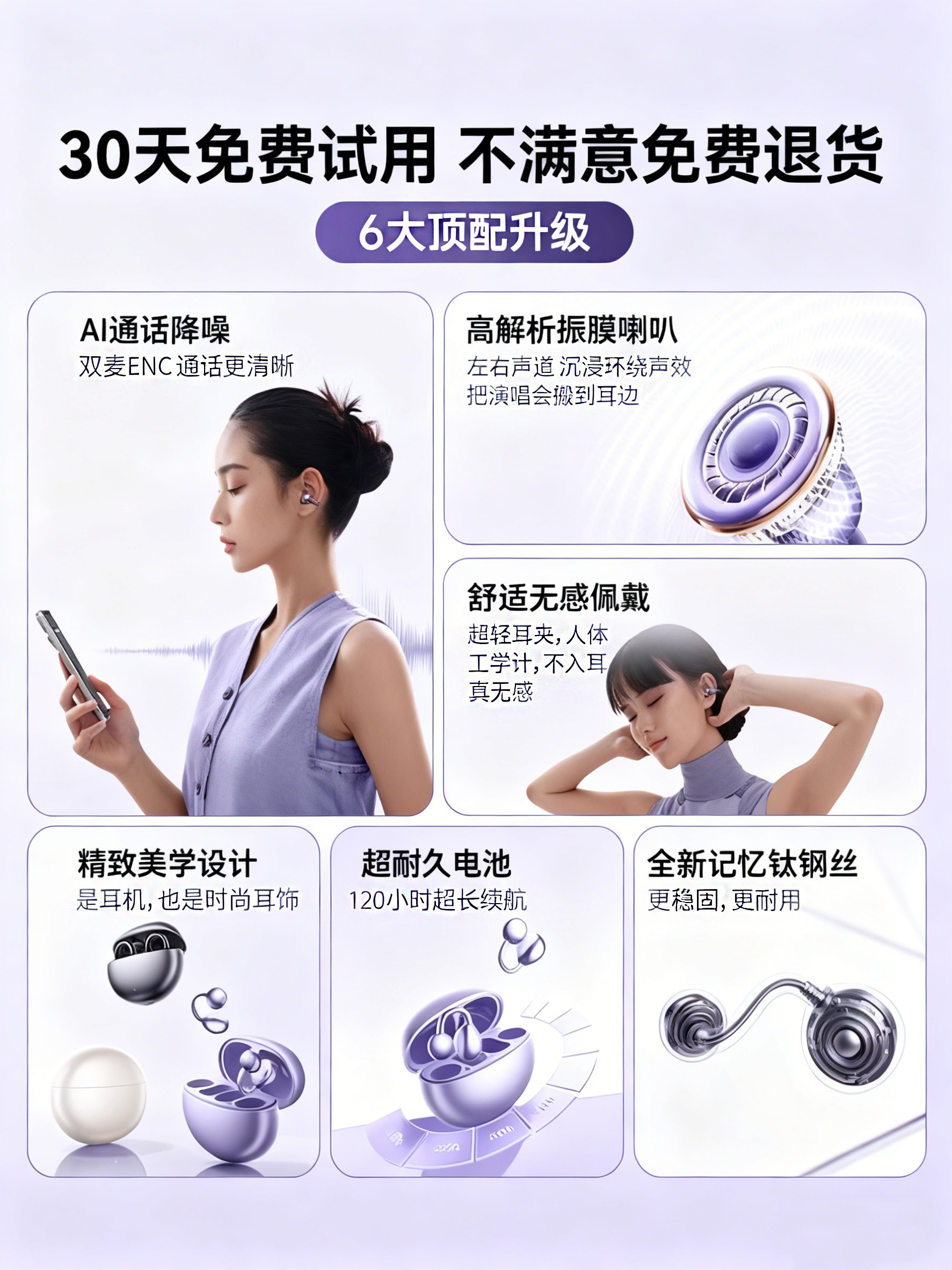 Bluetooth Earphones, Clip-On Wireless Bone Conduction, Non-In-Ear, 2026 New Model, Official Genuine Product, Over-Ear for Sports and Running