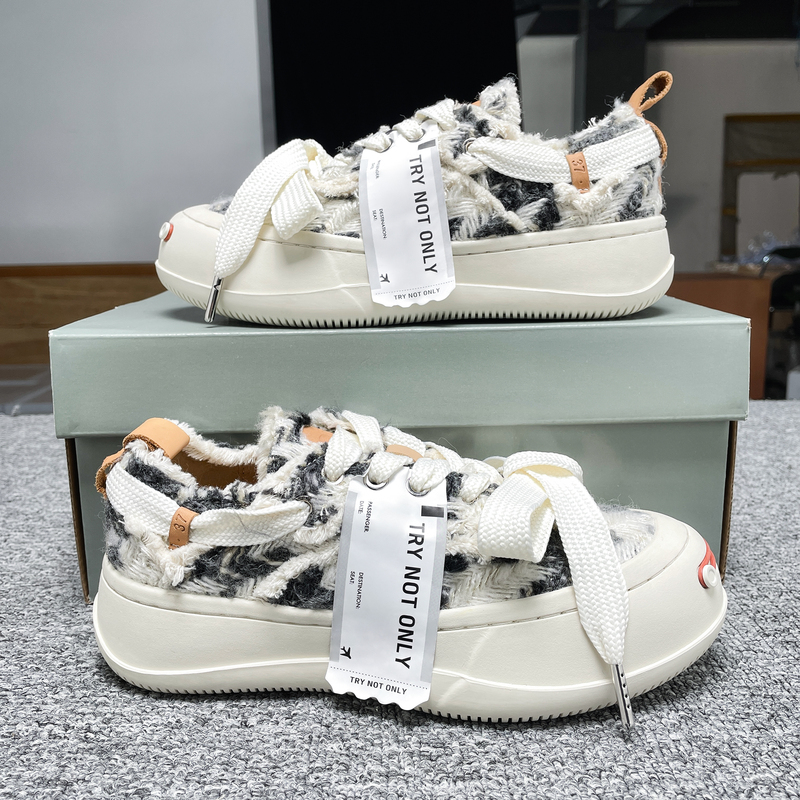 【High Quality】Tan Jianci's Same Style Open-Toe Canvas Shoes, Men's Thick-Soled Sneakers, Women's 2026 New Trendy Model