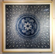 Blue continuous Bai ancient method tie-dyeing cotton finches wall decoration background wall decoration natural plant dyeing