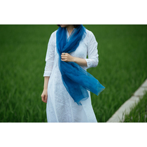 Blue continued Bai ancient method tie-dyed silk gauze net blue scarf shawl pure natural blue dye plant dye grass and wood dye