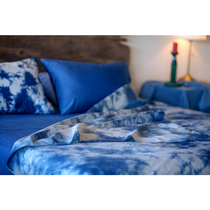 Blue continuous Bai ancient method tie-dyeing cotton sky color bed four-piece pure natural plant dyeing