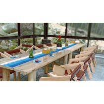 Blue continuous Bai ancient method tie-dyed mountain shadow double tea table table flag bed flag natural plant dyeing can be customized
