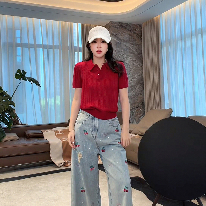Me Lao Yang's Clothing Red Label Polo Natural Silk Merino Wool Ultra-Fine Luxury Brand Versatile Knitwear