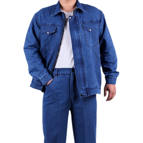 Летний джинсовый тонкий комбинезон с молнией, хлопковый дышащий лонгслив, защита от ожогов