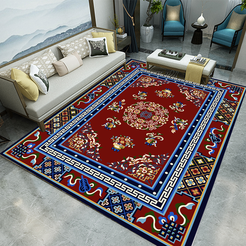 Chinese Modern Minimalist Carpet for Living Room, Tibetan Classical Light Luxury Palace Tea Room Tea Seat, Redwood Home Decor with a Vintage Feel Chinese Modern Minimalist Carpet for Living Room, Tibetan Classical Light Luxury Palace Tea Room Tea Seat, Redwood Home Decor with a Vintage Feel