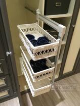 (Xiaojia Hardware)Jianna wardrobe hardware side-mounted damping clothing rattan basket Three-layer shelf side-mounted lattice frame