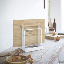 Log iron cutting board rack multifunctional pot cover rack simple Japanese kitchen shelf vertical non-perforated storage rack
