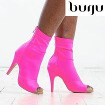 burju-Shabina rose red socks short boots heels strappy high heels Latin dance shoes