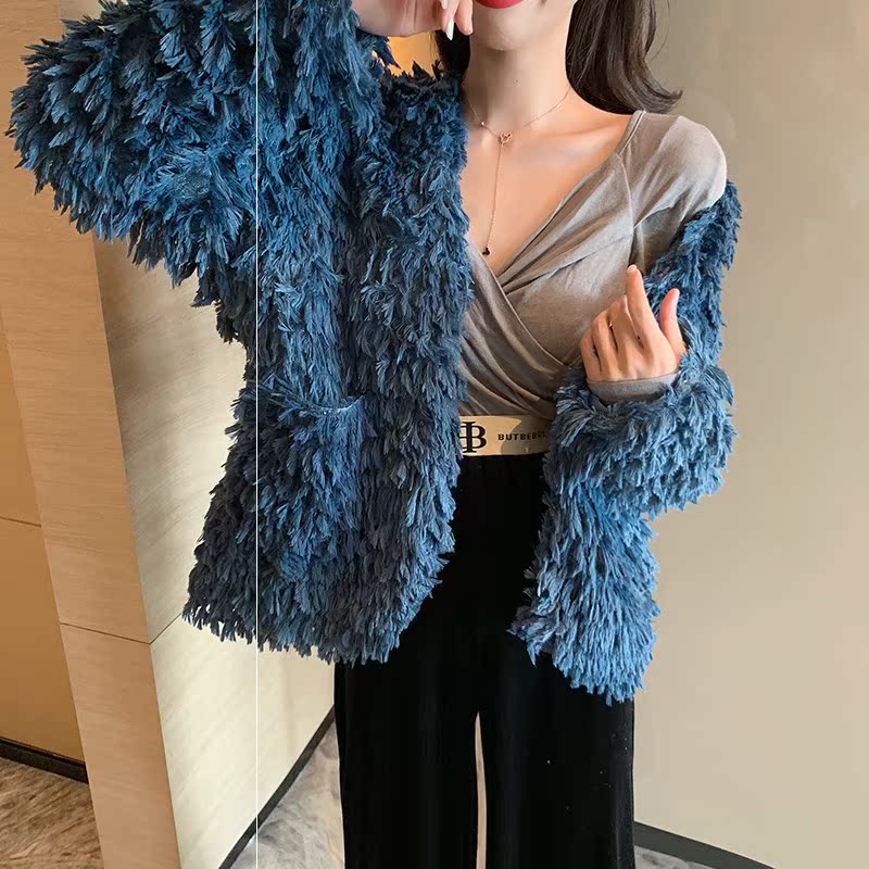 New lông 2019 mùa thu / mùa đông dài tay áo khoác phụ nữ dày của phiên bản Hàn Quốc của thời trang lỏng ấm áo giản dị