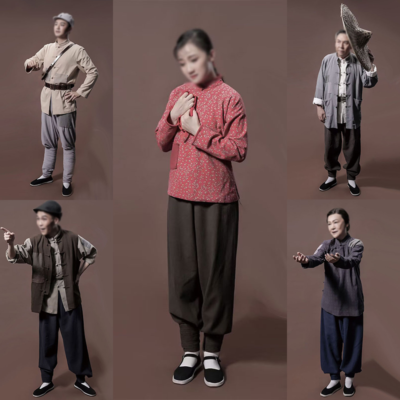 Weishan Lake Republic of China Drama Bandit Eighth Route Army Guerrilla Cotton and Linen Performance Costumes Red Army Farmer Common People Village Girl