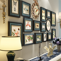 Solid wood Simple American photo wall Creative wall decoration Retro living room photo frame wall European photo Modern combination painting